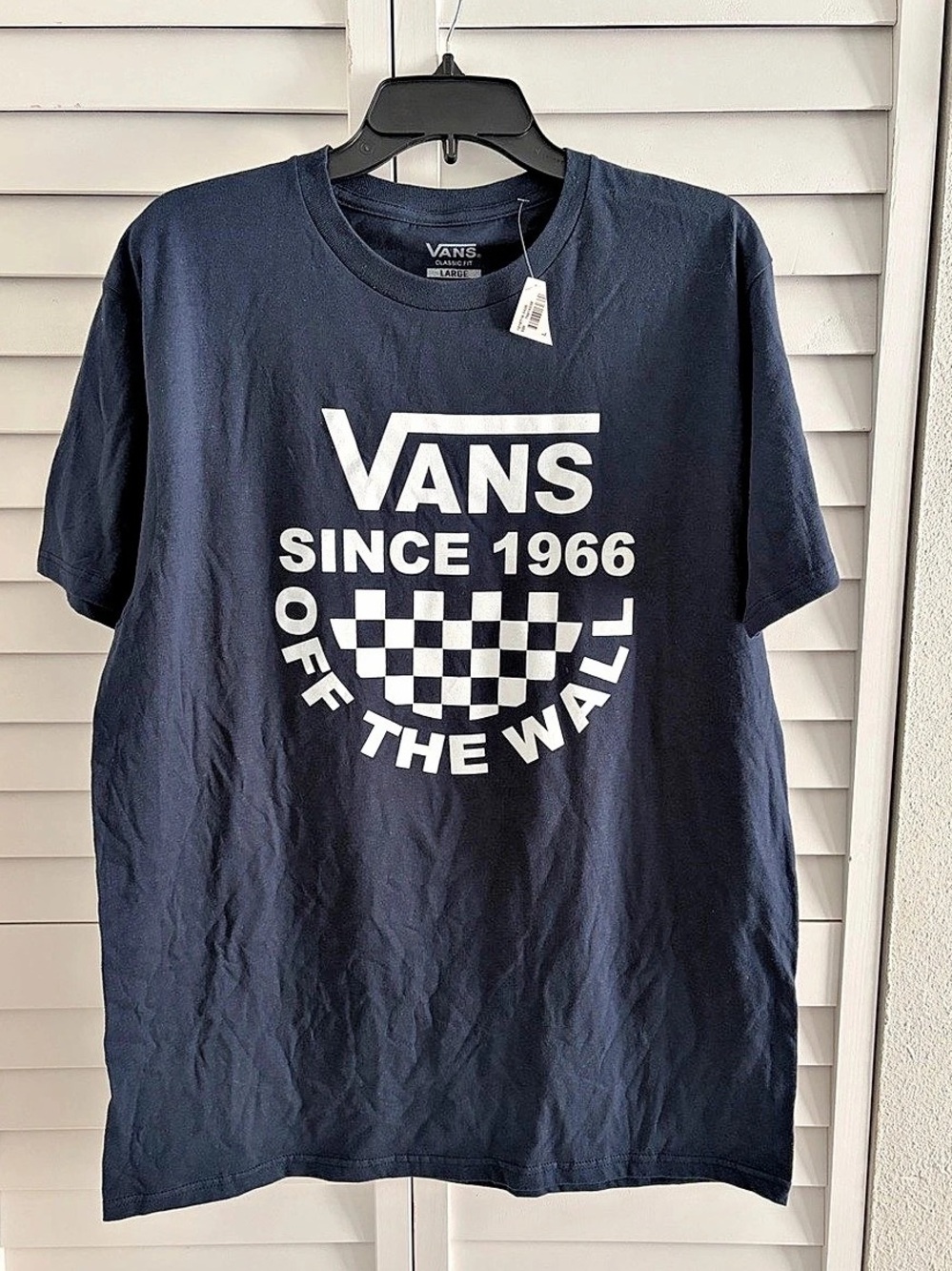 Vans Classic Fit Checkered Graphic Tee in Blue Size Large NWT